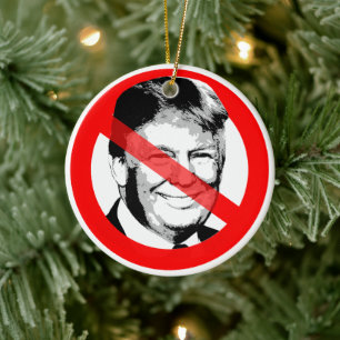 Anti Donald Trump Durchgestrichenes Gesicht Keramik Ornament