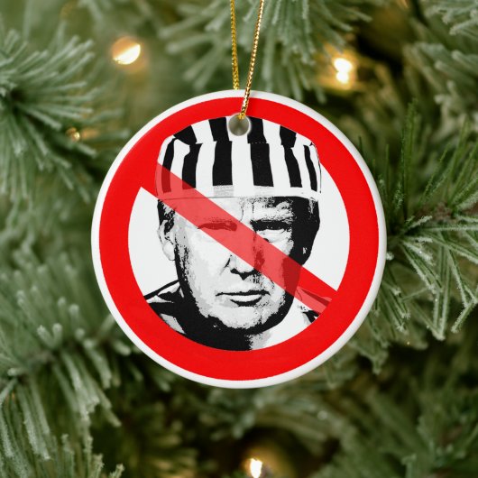 Anti Donald Trump Gefangener hat das Gesicht übers Keramik Ornament (Baum)