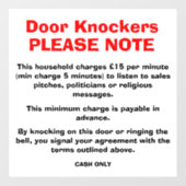 Anti-Door-Knockers-Zeichen Fensteraufkleber (Blatt)