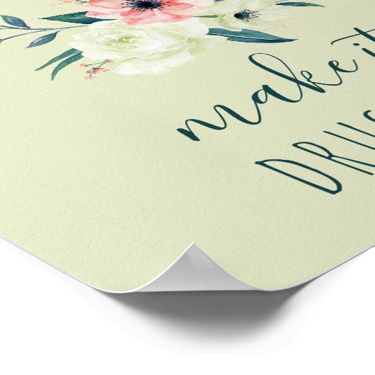 Anti-Drogen Grün- und Rosa-Blütenbewusstsein Poster (Ecke)