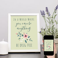 Anti-Drogen Zitat Aquarellfarben florale Sei droge