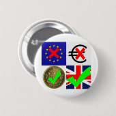 Anti-EU u. Euro, Pro-Großbritannien u. Pfund Button (Vorne & Hinten)
