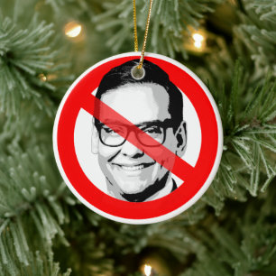 Anti George Santos Durchgestrichenes Gesicht Keramik Ornament