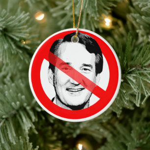Anti Glenn Youngkin Durchgestrichenes Gesicht Keramik Ornament