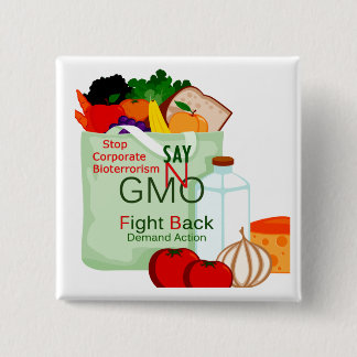 Anti-GMO Gentically geänderter Nahrungsmittelknopf Button