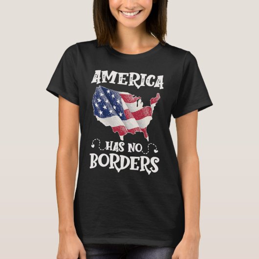 Anti Immigration Reform America No Border USA Flag T-Shirt (Vorderseite)