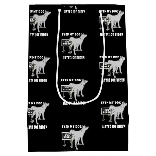 Anti Joe Biden My Dog hasst biden politischen Humo Mittlere Geschenktüte (Rückseite)