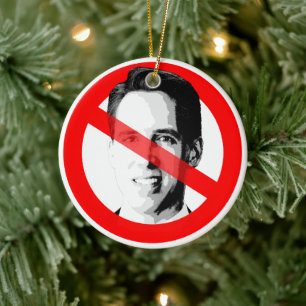 Anti-Josh-Hawley-Durchgestrichenes-Gesicht Keramik Ornament