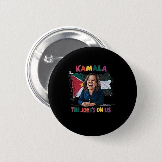 Anti Kamala Harris Palestine Flag Button (Vorne & Hinten)