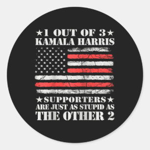 Anti Kamala Harris Stupid Joke American Flag Usa H Runder Aufkleber