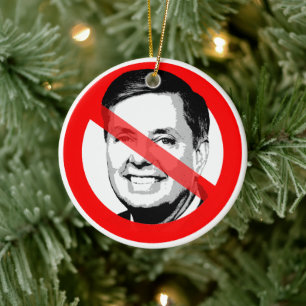 Anti Lindsey Graham Durchgestrichenes Gesicht Keramik Ornament