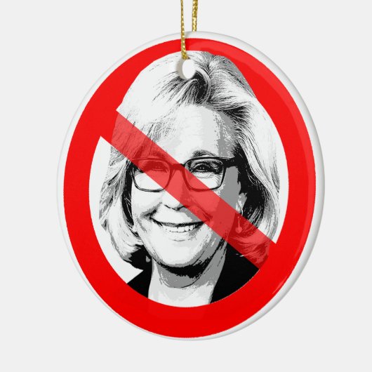 Anti Liz Cheney überquerte das Gesicht Keramik Ornament (Links)