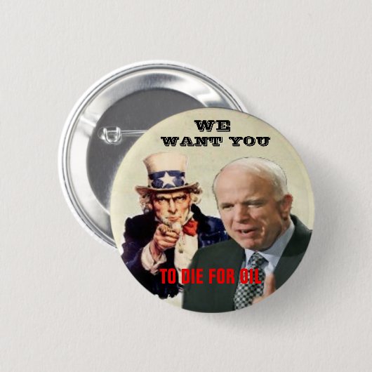 Anti--McCain/Uncle Sam Knopf Button (Vorne & Hinten)