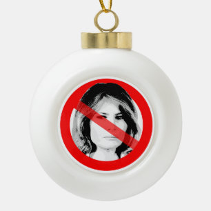 Anti Melania Trump Durchgestrichenes Gesicht Keramik Kugel-Ornament