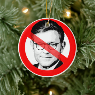 Anti Mike Johnson Durchgestrichenes Gesicht Keramik Ornament