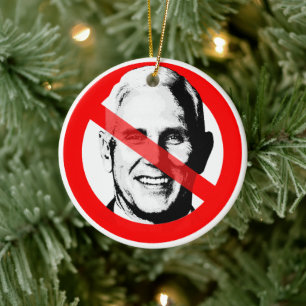 Anti-Mike-Pence-durchgestrichenes-Gesicht Keramik Ornament