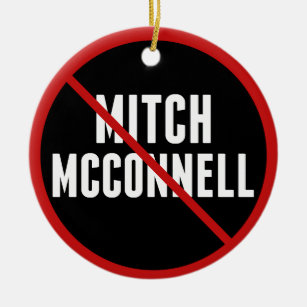 Anti Mitch McConnell Red Strikethrough Keramik Ornament