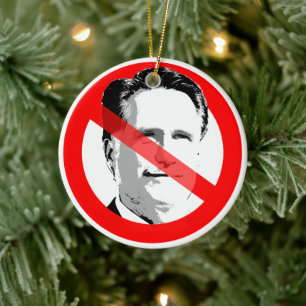 Anti Mitt Romney Durchgestrichenes Gesicht Keramik Ornament