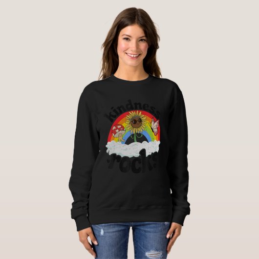 Anti Mobbing Hippie Retro Lehrer Regenbogen Freund Sweatshirt (Vorne ganz)