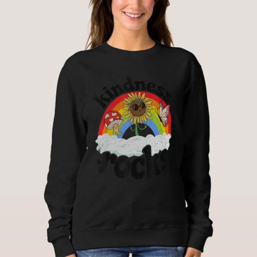 Anti Mobbing Hippie Retro Lehrer Regenbogen Freund Sweatshirt (Vorderseite)