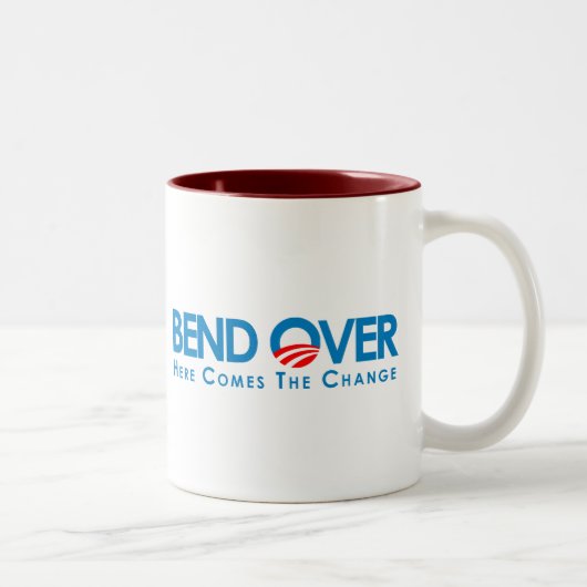 Anti-Obama - Biegung vorbei für Änderung Zweifarbige Tasse (Rechts)