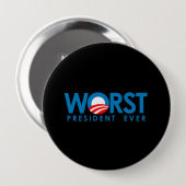 Anti-Obama - Der schlimmste Präsident je Button (Vorne & Hinten)