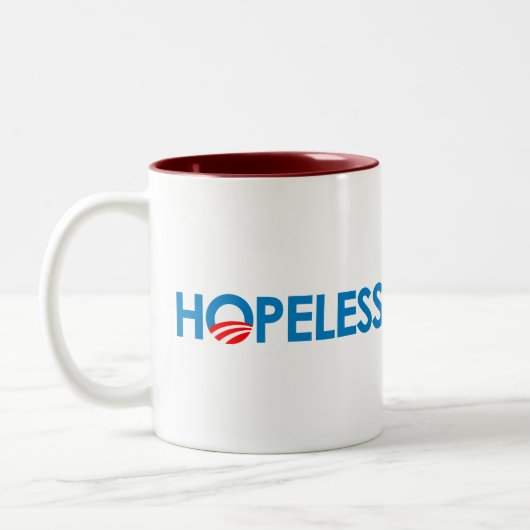 Anti-Obama - HOFFNUNGSLOS Zweifarbige Tasse (Links)