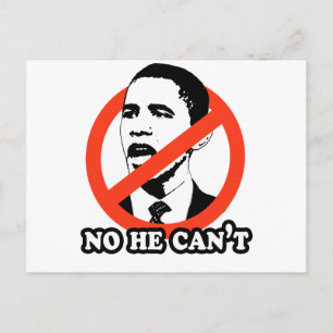 ANTI-OBAMA / NEIN ER KANN NICHT T - SHIRT POSTKARTE