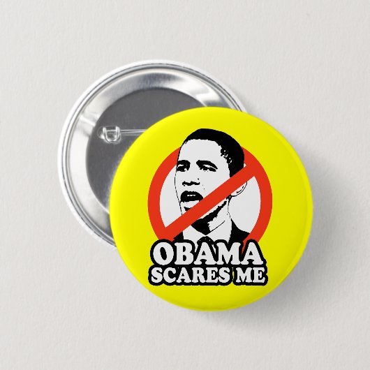 ANTI-OBAMA/OBAMA ERSCHRICKT MICH BUTTON (Vorne & Hinten)