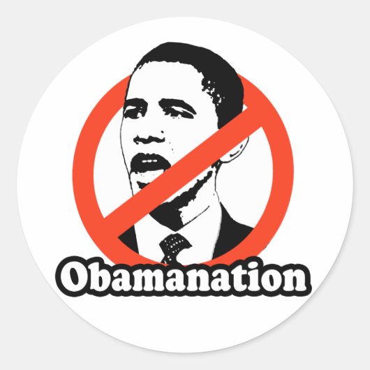 ANTI-OBAMA/OBAMANATION-T - SHIRT RUNDER AUFKLEBER (Vorderseite)