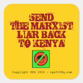 Anti-Obama Quadratischer Aufkleber (Vorderseite)