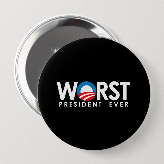 Anti-Obama - schlechtestes Weiß Präsidenten Ever Button (Vorne & Hinten)