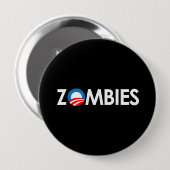 Anti-Obama - Zombies weiß Button (Vorne & Hinten)