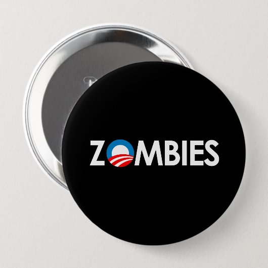 Anti-Obama - Zombies weiß Button (Vorne & Hinten)