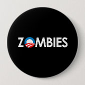 Anti-Obama - Zombies weiß Button (Vorderseite)