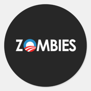 Anti-Obama - Zombies weiß Runder Aufkleber