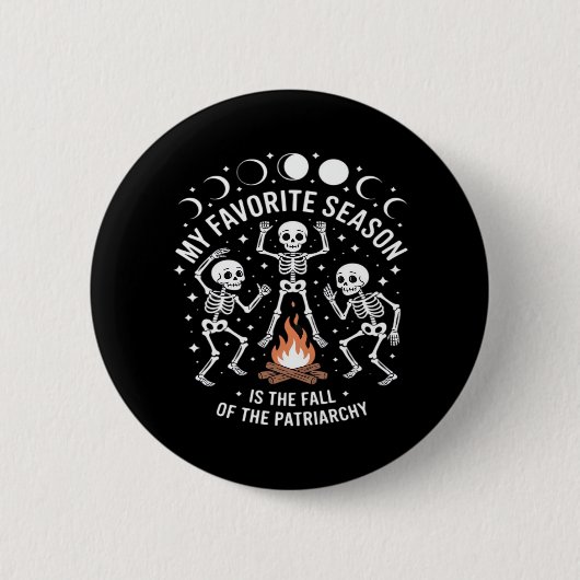 Anti Patriarchat Skeleton Herbstdrossel Button (Vorderseite)