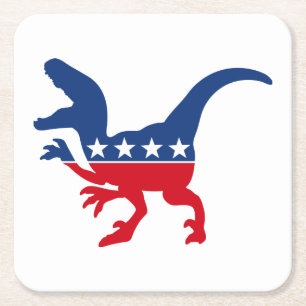 Anti-Politics Patriotic T-Rex Rechteckiger Pappuntersetzer