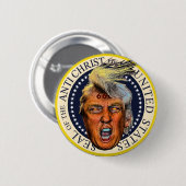 Anti-Präsident Trump-Siegel des Antichristen Button (Vorne & Hinten)