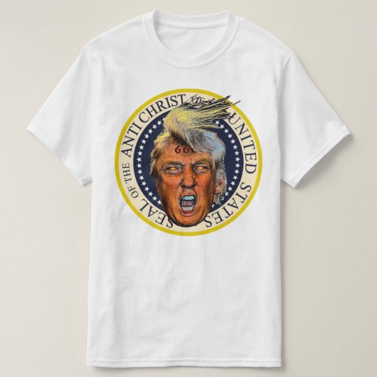 Anti-Präsident Trump-Siegel des Antichristen T-Shirt (Design vorne)