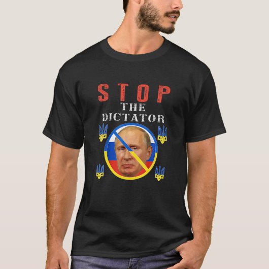 Anti Putin, stoppen Putin Ukraine Stolperflagge fr T-Shirt (Vorderseite)