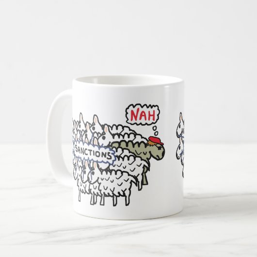Anti-Sanktionsschaf Kaffeetasse (Vorderseite Links)