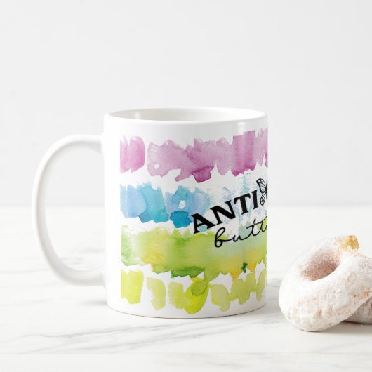 Anti Social Butterfly Wasserfarbe Keramik Tasse (Mit Donut)