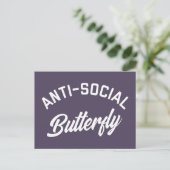 Anti-Social-Butterfly-Zitat Postkarte (Stehend Vorderseite)