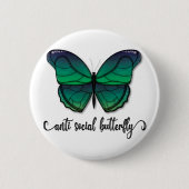 Anti-Social Green Butterfly Button (Vorderseite)