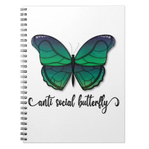 Anti-Social Green Butterfly Notizblock