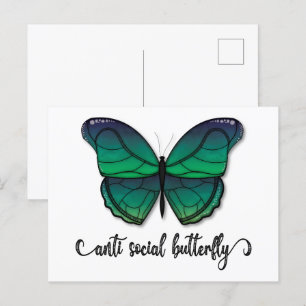 Anti-Social Green Butterfly Postkarte