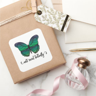 Anti-Social Green Butterfly Quadratischer Aufkleber