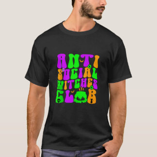 Anti social Hexches Club Groovy Funny Halloween Ta T-Shirt