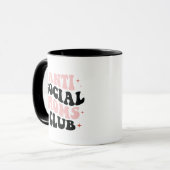 Anti Social Mama Club Retro Rosa Typografie Tasse (Vorderseite Links)